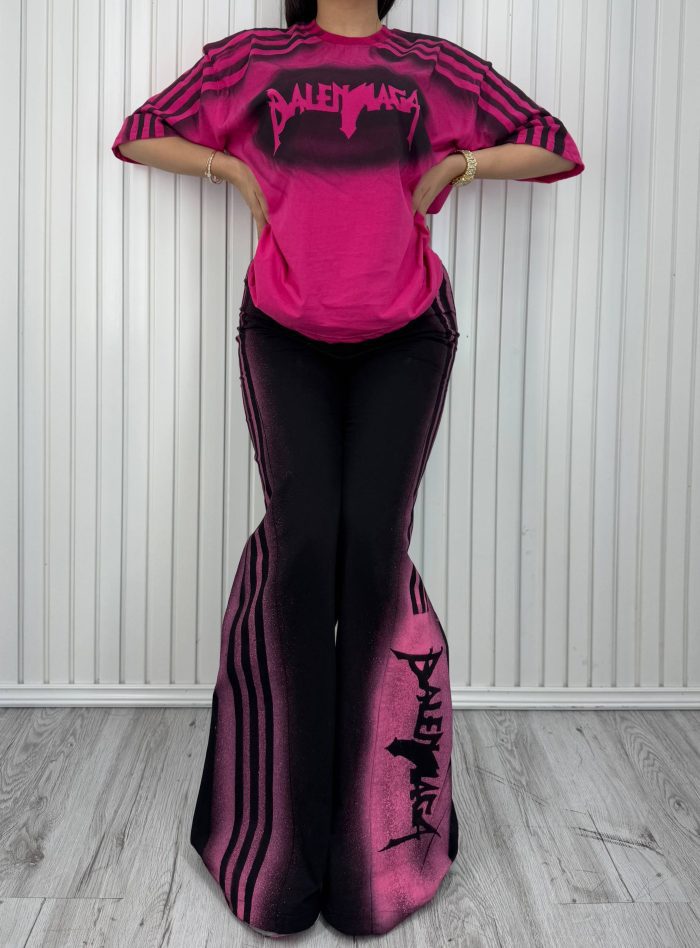 ست تی‌شرت و شلوار 3خطBalenciaga سرخابی