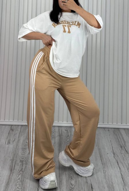 ست تی‌شرت و شلوار 77 Michigan سفید کرم