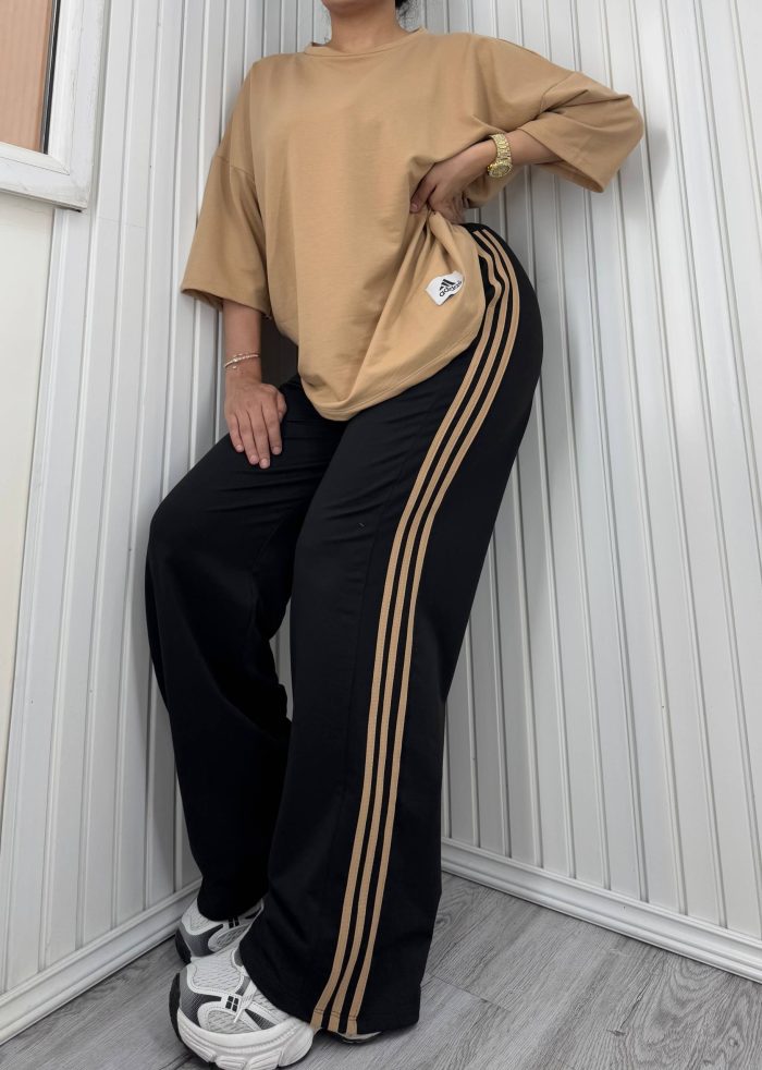 ست تی‌شرت و شلوار Adidas کرم تیره