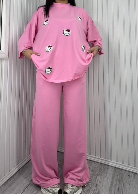 ست تی‌شرت و شلوار Hello kitty صورتی