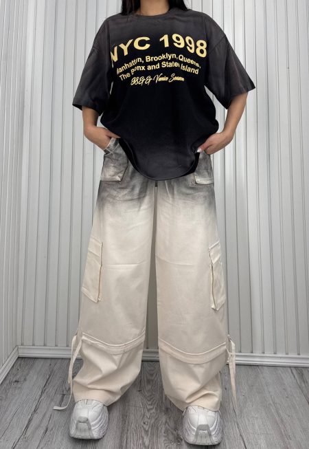 ست تی‌شرت و شلوار NYC قهوه‌ای کرم