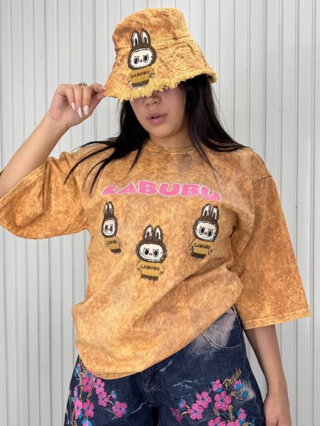 ست تی‌شرت و کلاه Labubu نارنجی