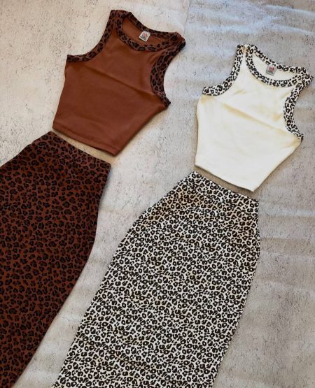 ست کراپ و دامن پلنگی