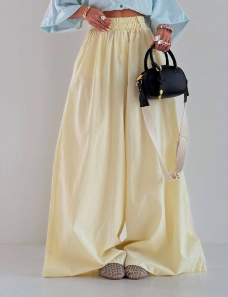 شلوار بگ ساده Seif کرم روشن