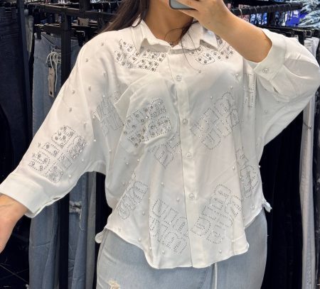 شومیز مرواریدی سفید