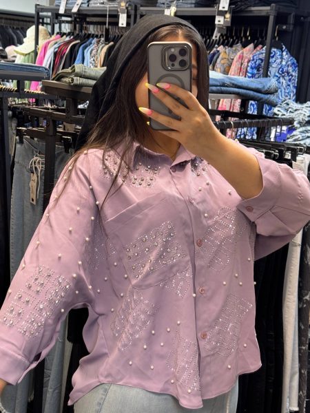 شومیز مرواریدی یاسی