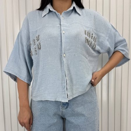 شومیز کنفی MIU MIU آبی روشن