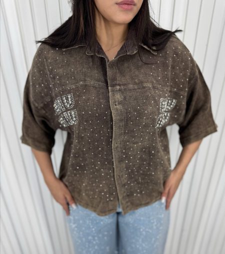 شومیز کنفی MIU MIU قهوه‌ای