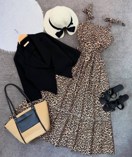 پیراهن ساحلی عروسکی پلنگی