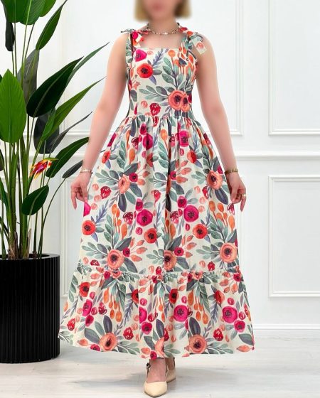 پیراهن ساحلی عروسکی گل قرمز