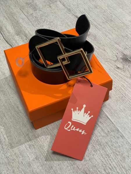 کمربند چرم لوزی 3‌سانت مشکی