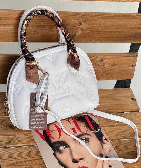 کیف دخترانه LV نیم گرد سفید