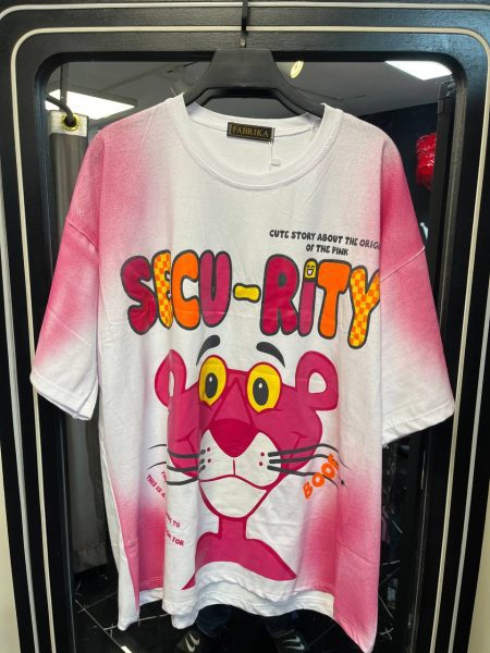 تی‌شرت پلنگ صورتی سفید