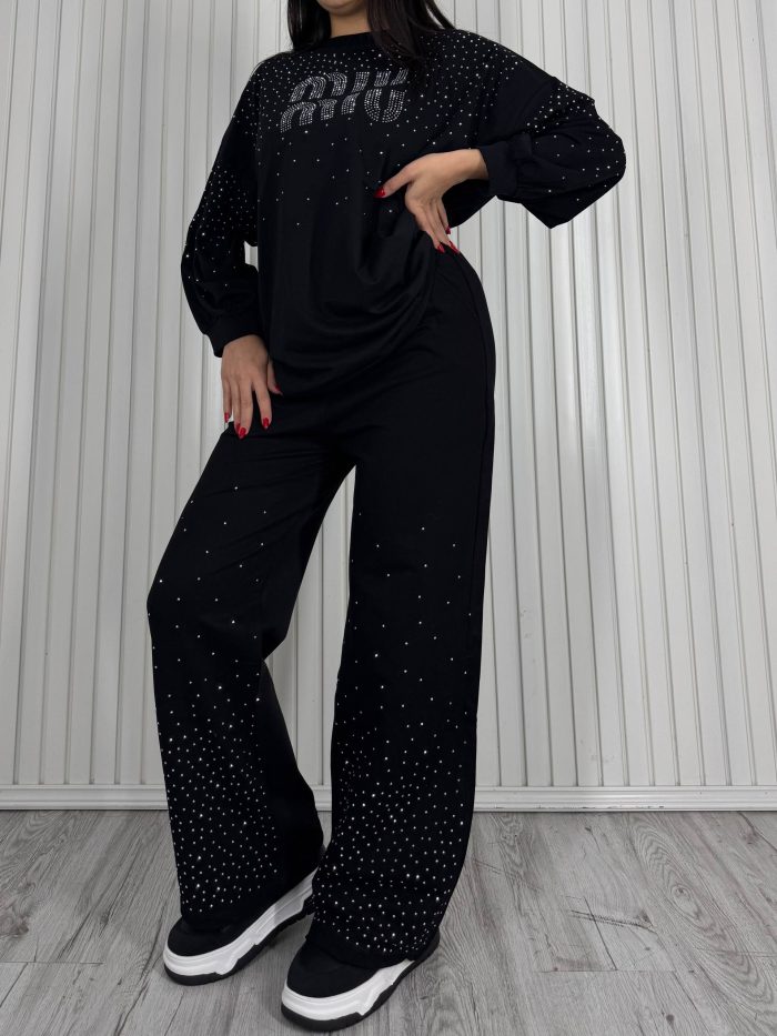 ست بلوز و شلوار آستین کش MIU MIU مشکی
