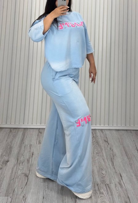 ست تی‌شرت و شلوار پیرسینگی آبی