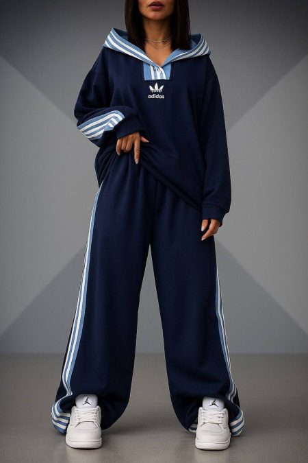 ست هودی و شلوار Adidas سرمه‌ای
