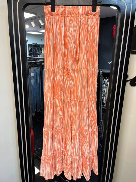 شلوار پلیسه دم پا نارنجی