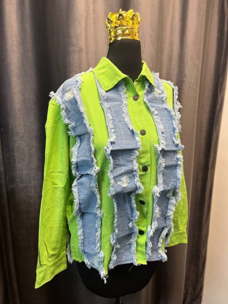 مانتو تیکه دوزی ریش ریش سبز