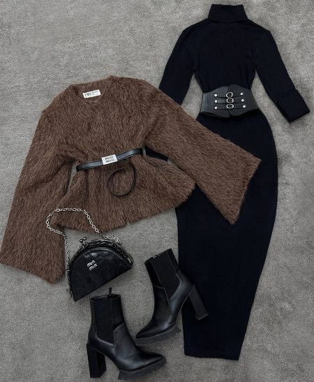 کت کوتاه آویسا قهوه‌ای