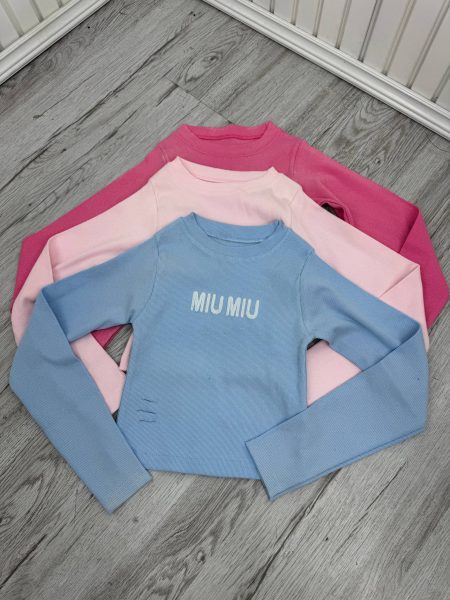 کراپ آستین بلند کبریتی MIU MIU آبی