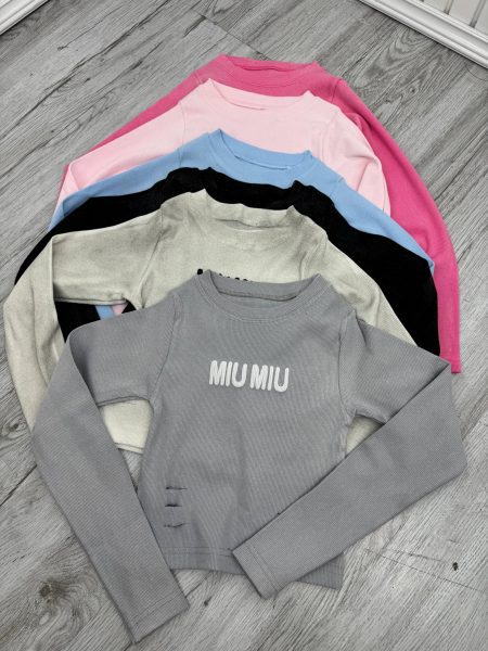 کراپ آستین بلند کبریتی MIU MIU طوسی