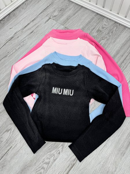 کراپ آستین بلند کبریتی MIU MIU مشکی