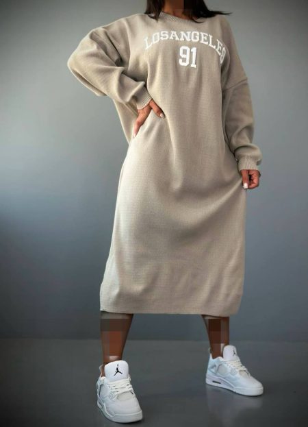 پیراهن بافت بلند Los Angeles طوسی