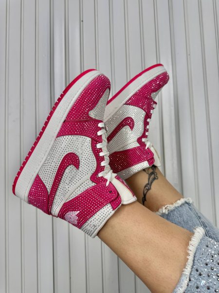 کتونی ساقدار نگینی NIKE سرخابی