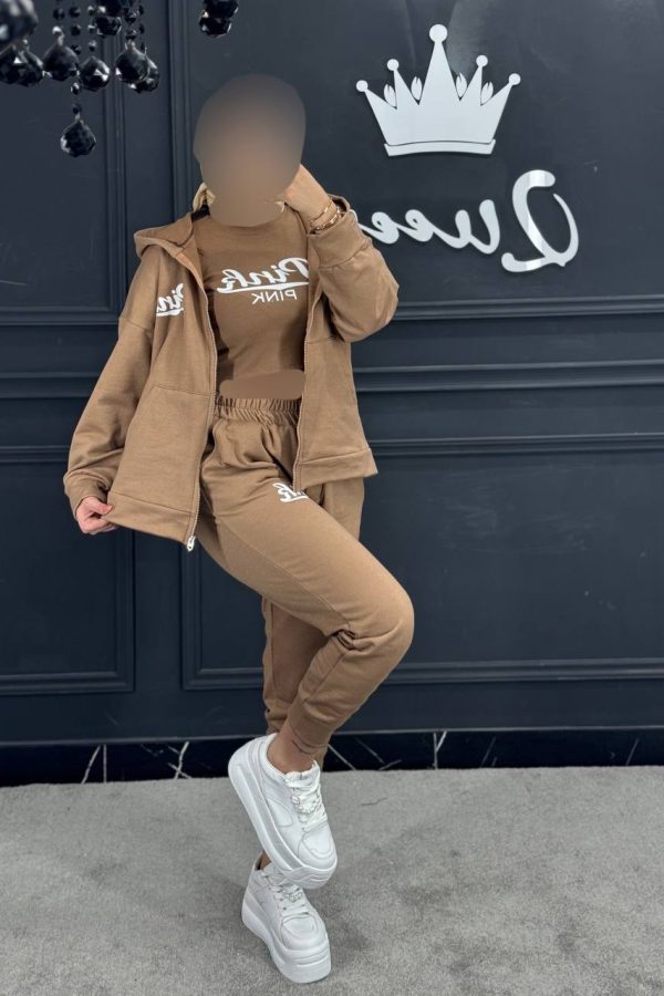 ست سه تیکه pink قهوه‌ای