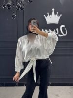 شومیز ساتن پایین حلقه سفید