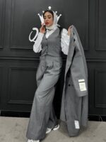 ست مانتو شلوار ژیله CIENA طوسی (2)