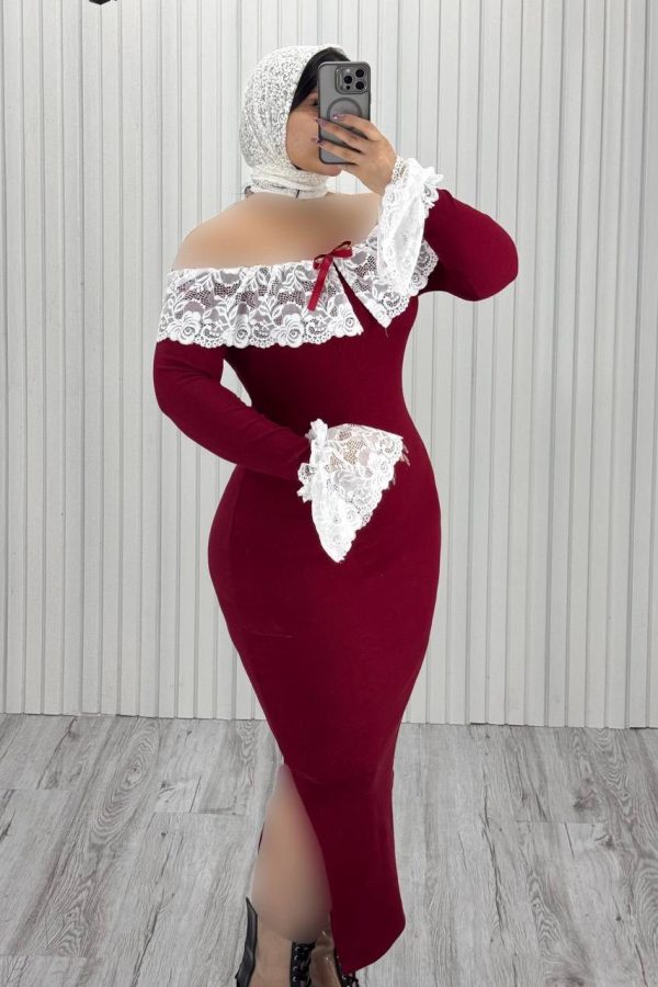 ماکسی فانریپ یقه دکلته مچ گیپور زرشکی