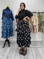 ست شومیز دامن گل دوزی مشکی