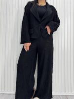 ست کت و شلوار فول زاپ balenciga مشکی