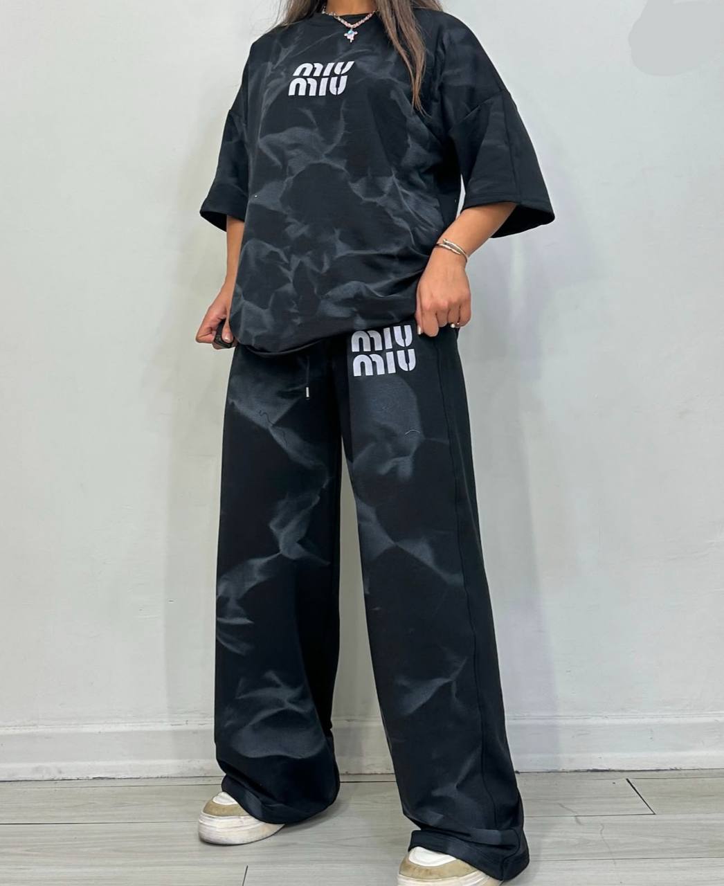 ست تی شرت شلوار آبرنگی Miu Miu مشکی