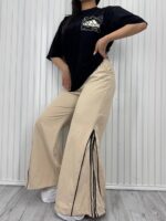 ست 3 خط بغل زیپ کرم مشکی