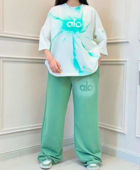 ست تی‌شرت و شلوار رنگیalo سفید سبز