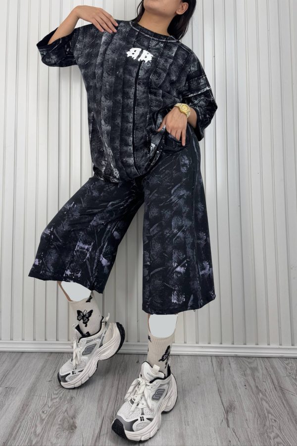 تی‌شرت و شلوارک آبرنگی Balenciaga مشکی