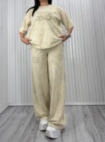 ست تی‌شرت و شلوار گت MIU MIU کرم روشن