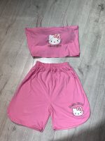ست شلوارک و کراپ کاپ‌دار Hello kitty صورتی