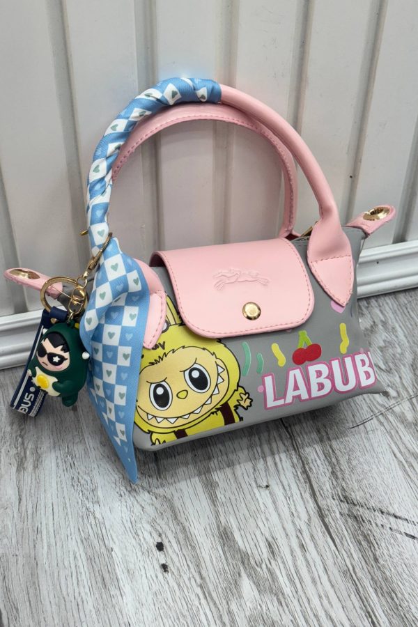 مینی کیف LABUBU طوسی صورتی