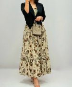 پیراهن ساحلی عروسکی برگ قهوه‌ای
