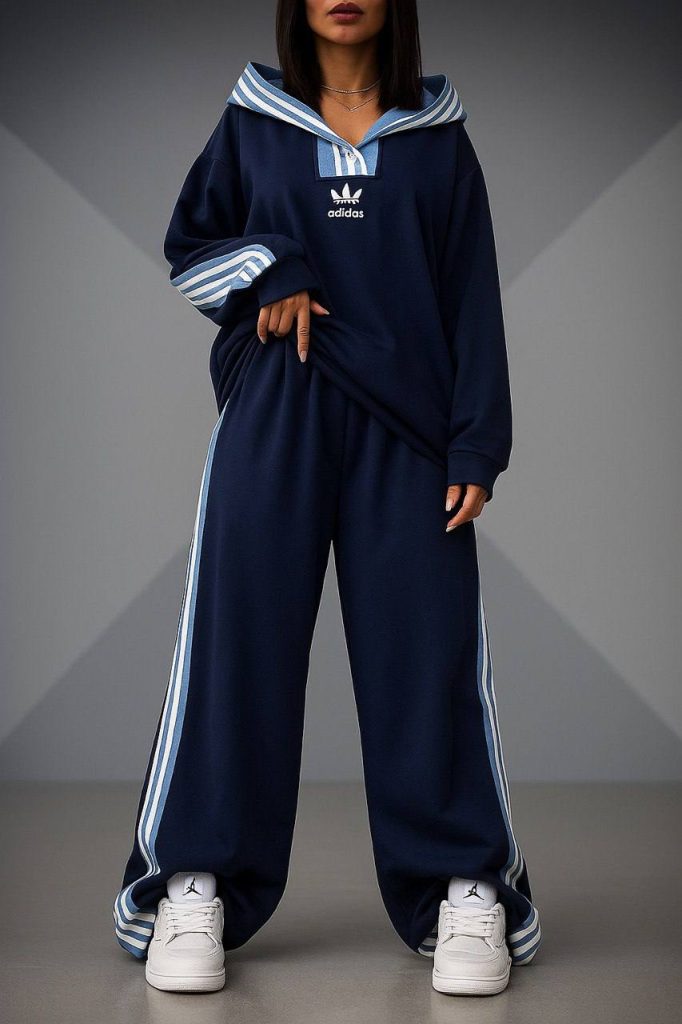 ست هودی و شلوار Adidas سرمه‌ای
