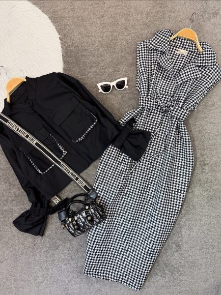 ست پیراهن و کت 2جیب ستاره مشکی