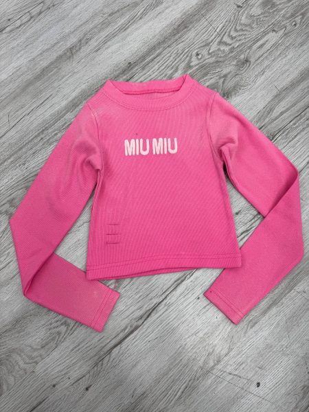 کراپ آستین بلند کبریتی MIU MIU صورتی تیره