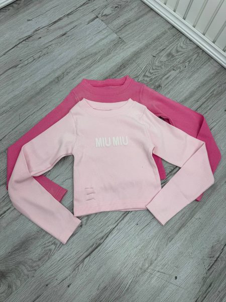 کراپ آستین بلند کبریتی MIU MIU صورتی روشن