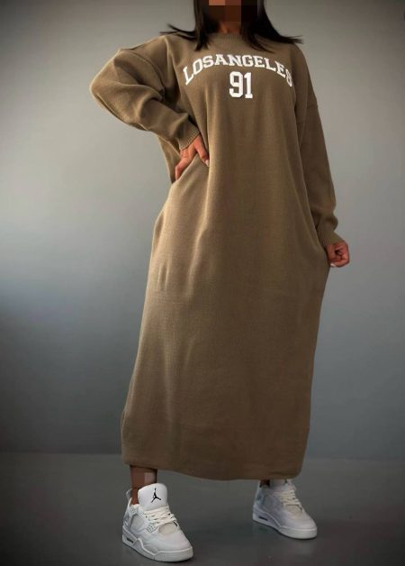 پیراهن بافت بلند Los Angeles کرم تیره